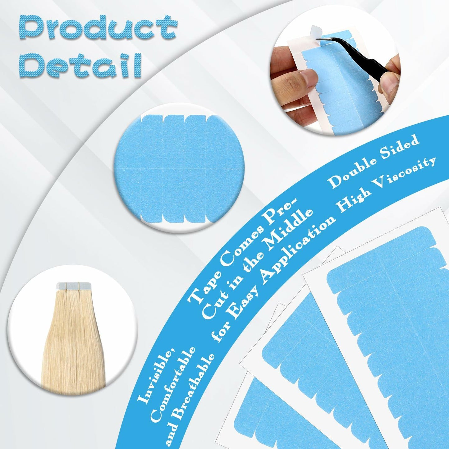 Abeillo 120PCS Blue Double Sided Hair Extension Tape Adhesive Replacement