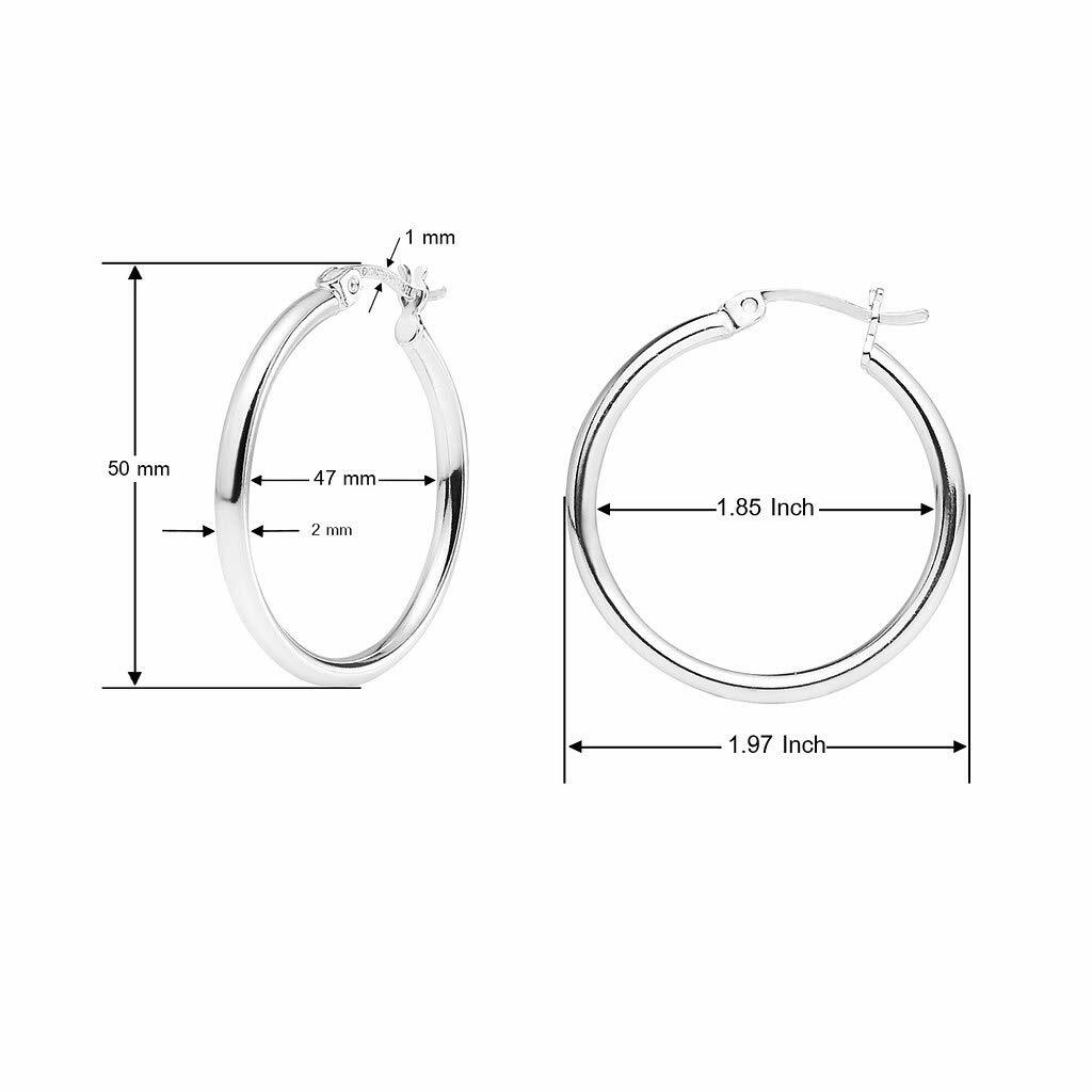 SOLIDSILVER Sterling Silver 45mm High Polished Lightweight Click Top Hoop