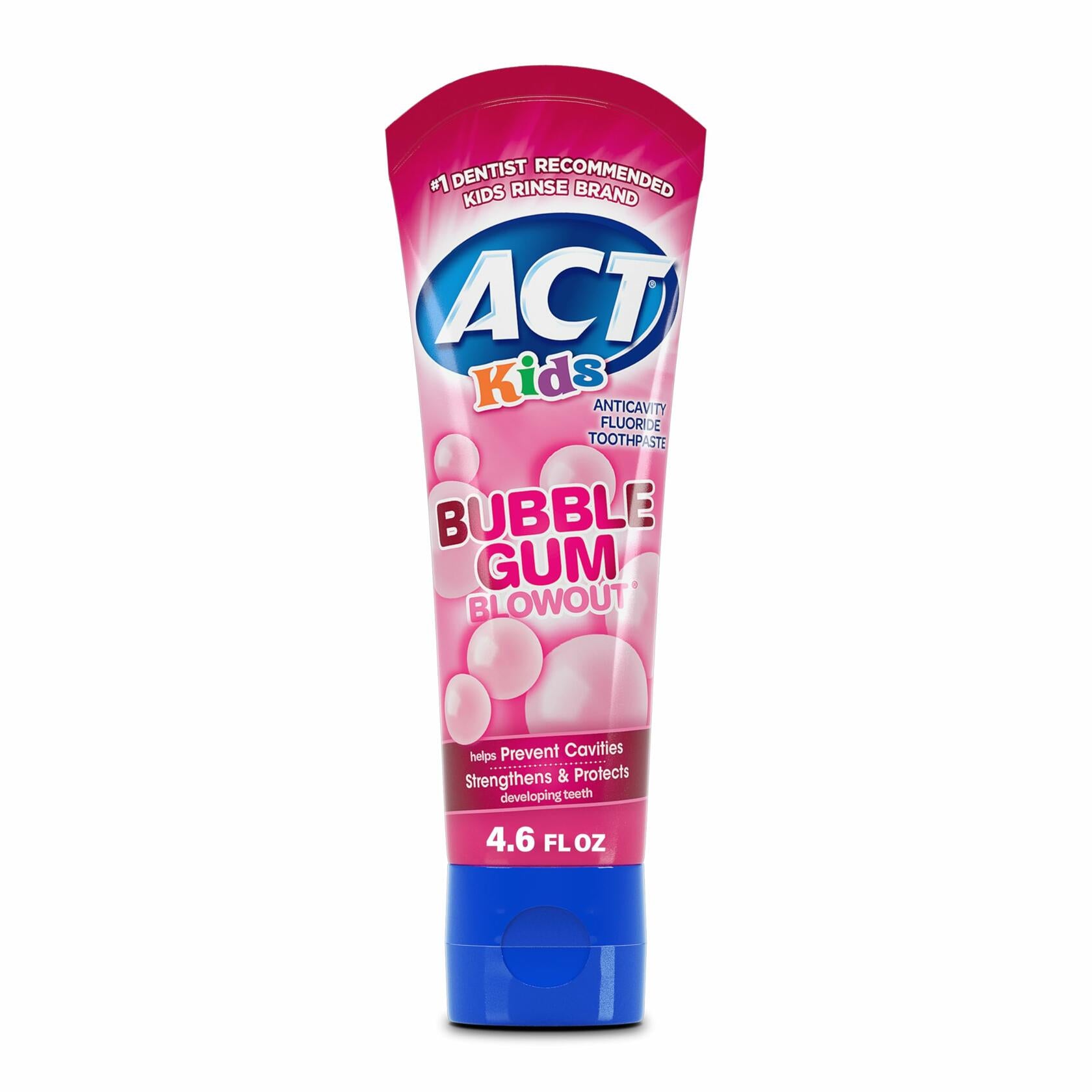 ACT Kids Anticavity Fluoride Toothpaste Bubble Gum Blowout 4.6 oz New