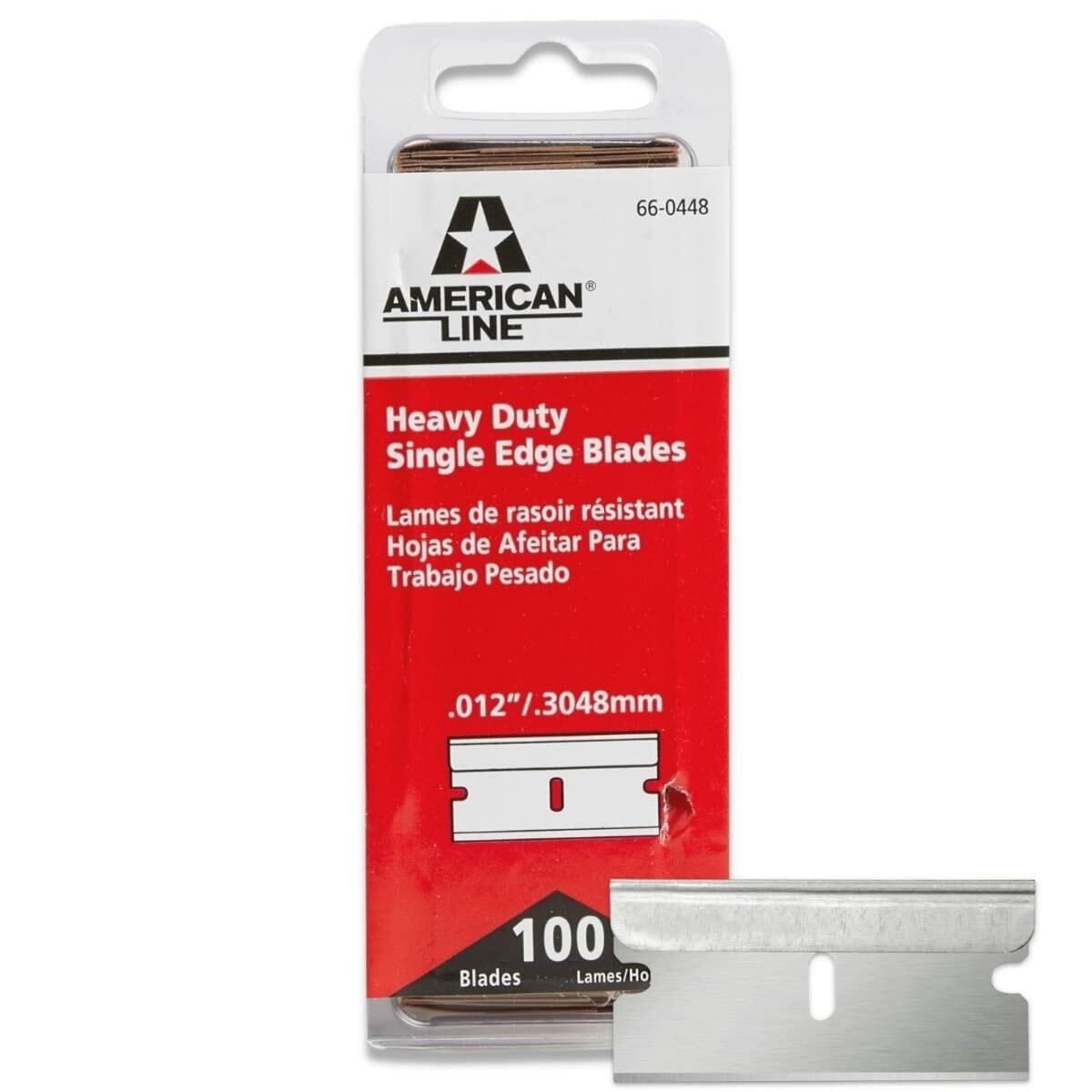 American Line 100-Pack Single Edge Razor Blades Heavy Duty 0.012 Steel