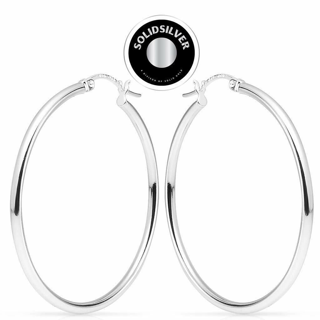 SOLIDSILVER Sterling Silver 45mm High Polished Lightweight Click Top Hoop