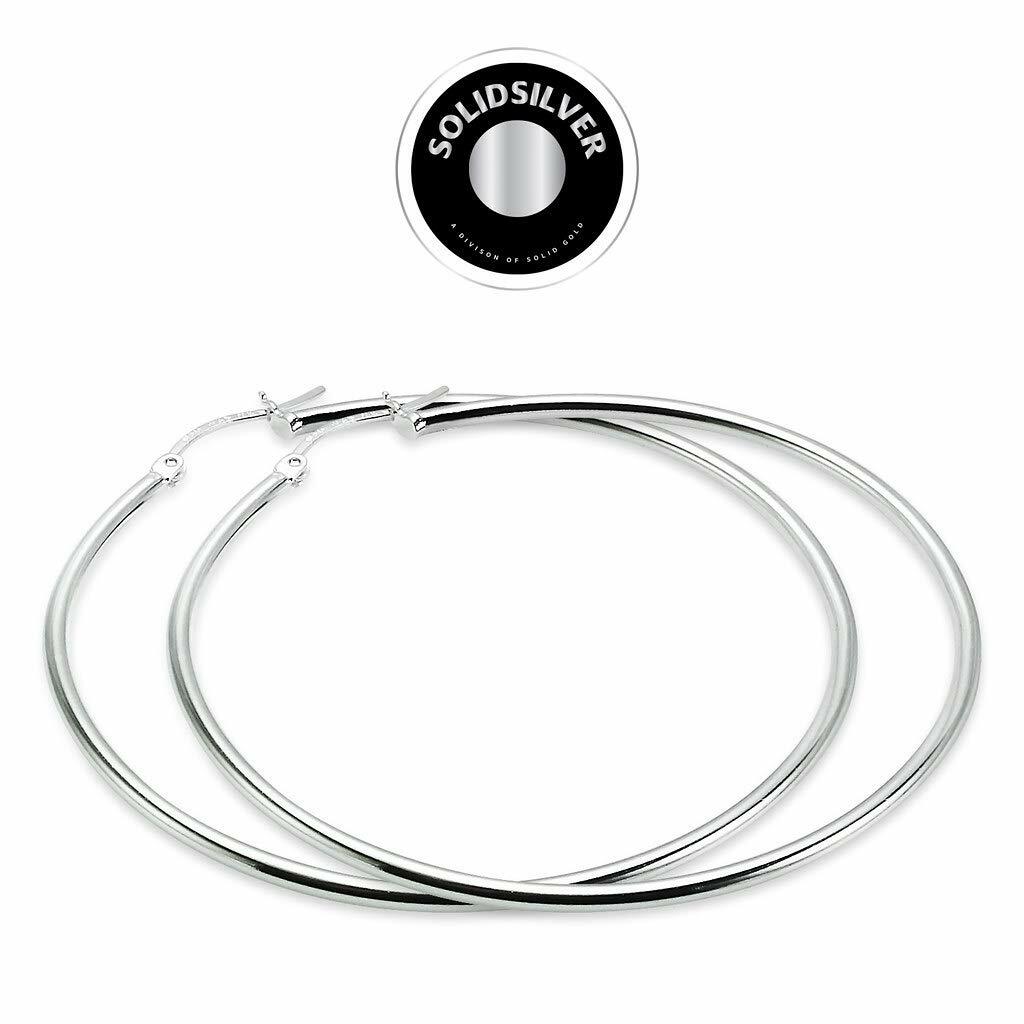 SOLIDSILVER Sterling Silver 45mm High Polished Lightweight Click Top Hoop
