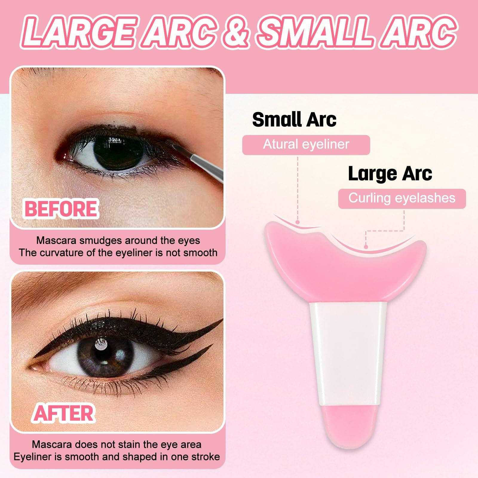 3Pcs Pink Silicone Eyeliner Stencils & Brushes Reusable Makeup Tools