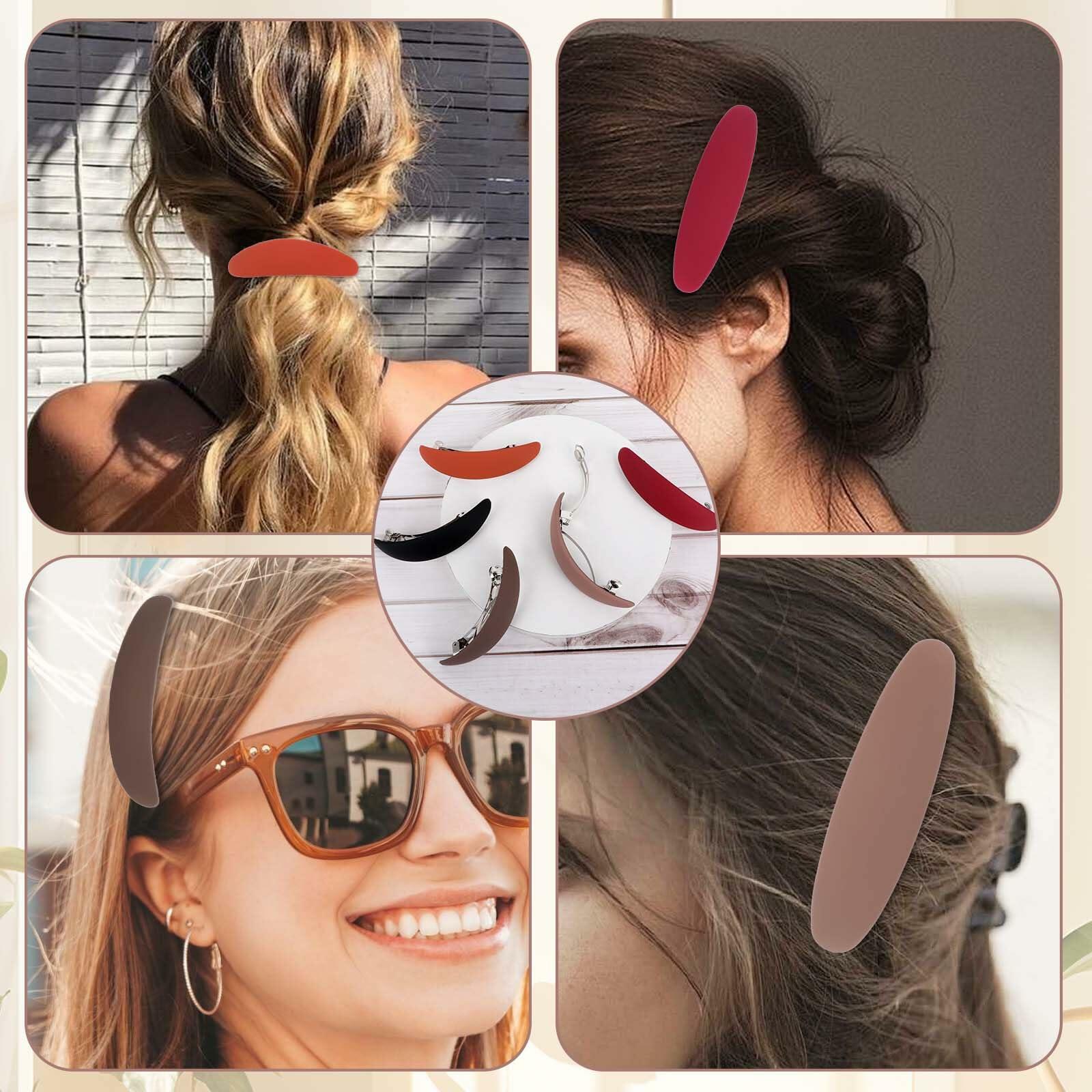 Bewudy 5 PCS Matte Neutral French Hair Barrettes Clips, Strong Hold, Vintage
