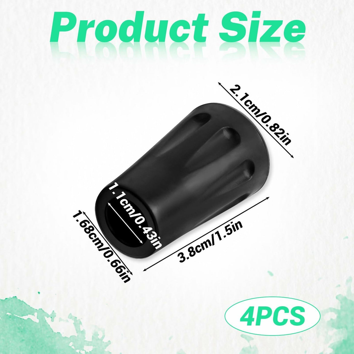 4Pcs Black Rubber Feet Hiking Pole Tips Replacement - Shock Absorbing Grip