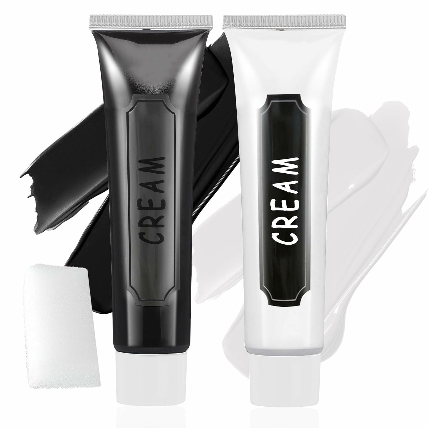 Black White Oil-Based Face Paint Kit with Brushes - Professional Halloween