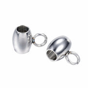 DanLingJewelry 100Pcs Stainless Steel Oval Bail Beads Silver 7x5x4mm Hole 2mm