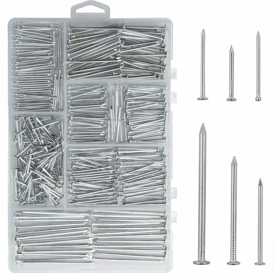 376pcs Premium Hardware Nails Assortment Kit Galvanized 2" Max Length With Box