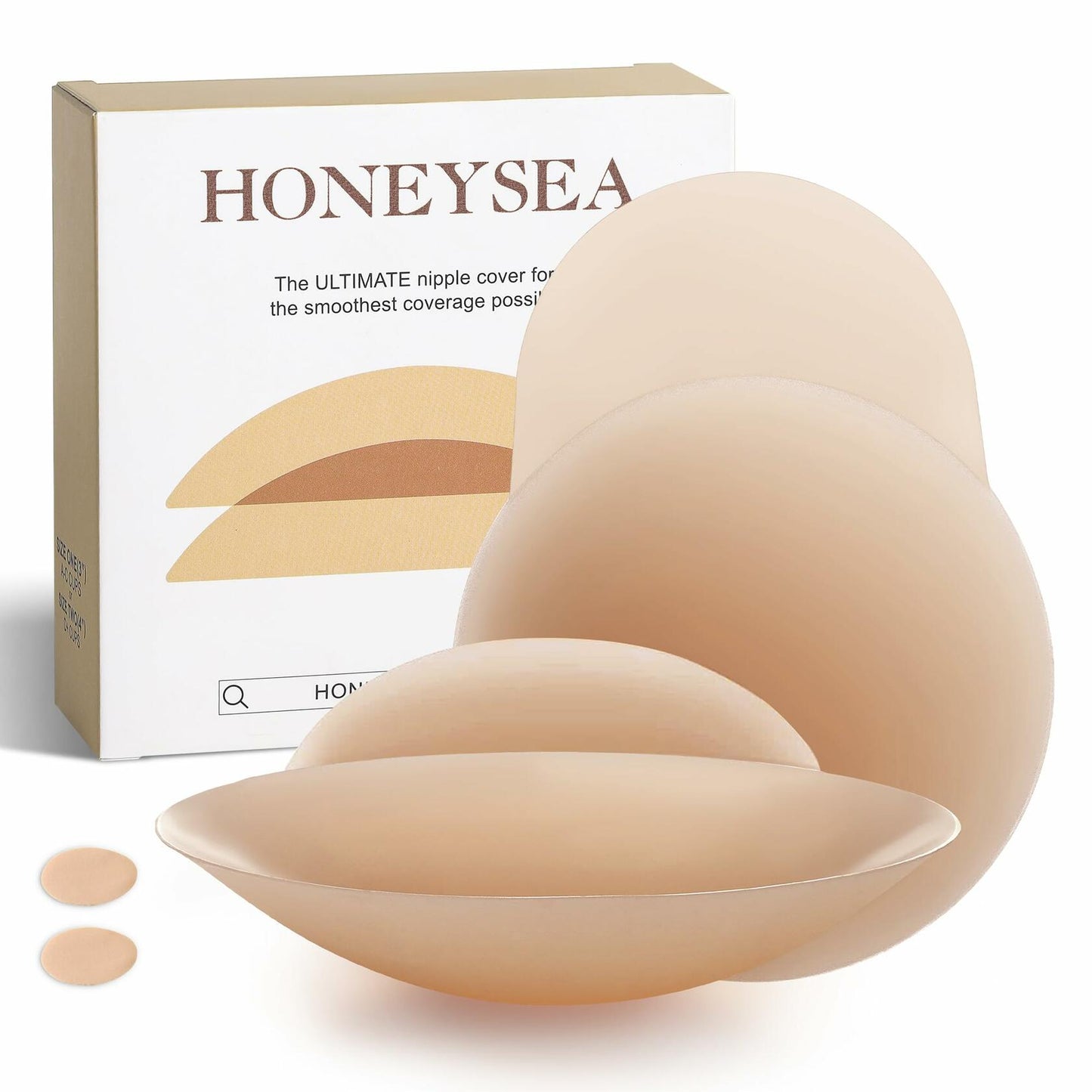 Honeysea Silicone Nipple Covers Pasties Reusable Adhesive Bra 1 Pair Crème