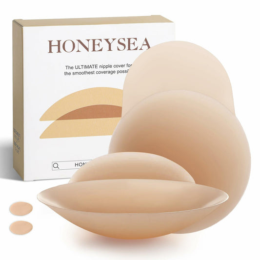 Honeysea Silicone Nipple Covers Pasties Reusable Adhesive Bra 1 Pair Crème