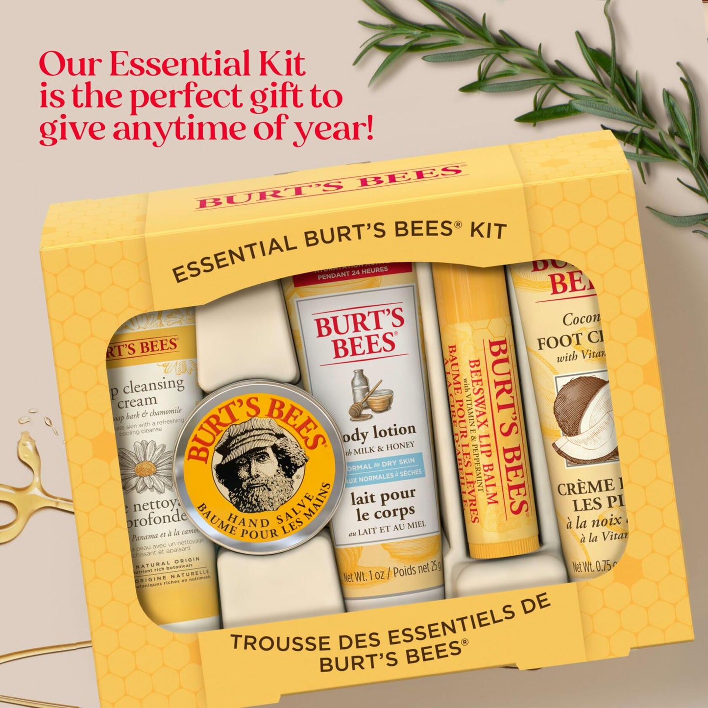 Burt's Bees Essential Everyday Beauty Set - 5 Travel Size Products Gift Set
