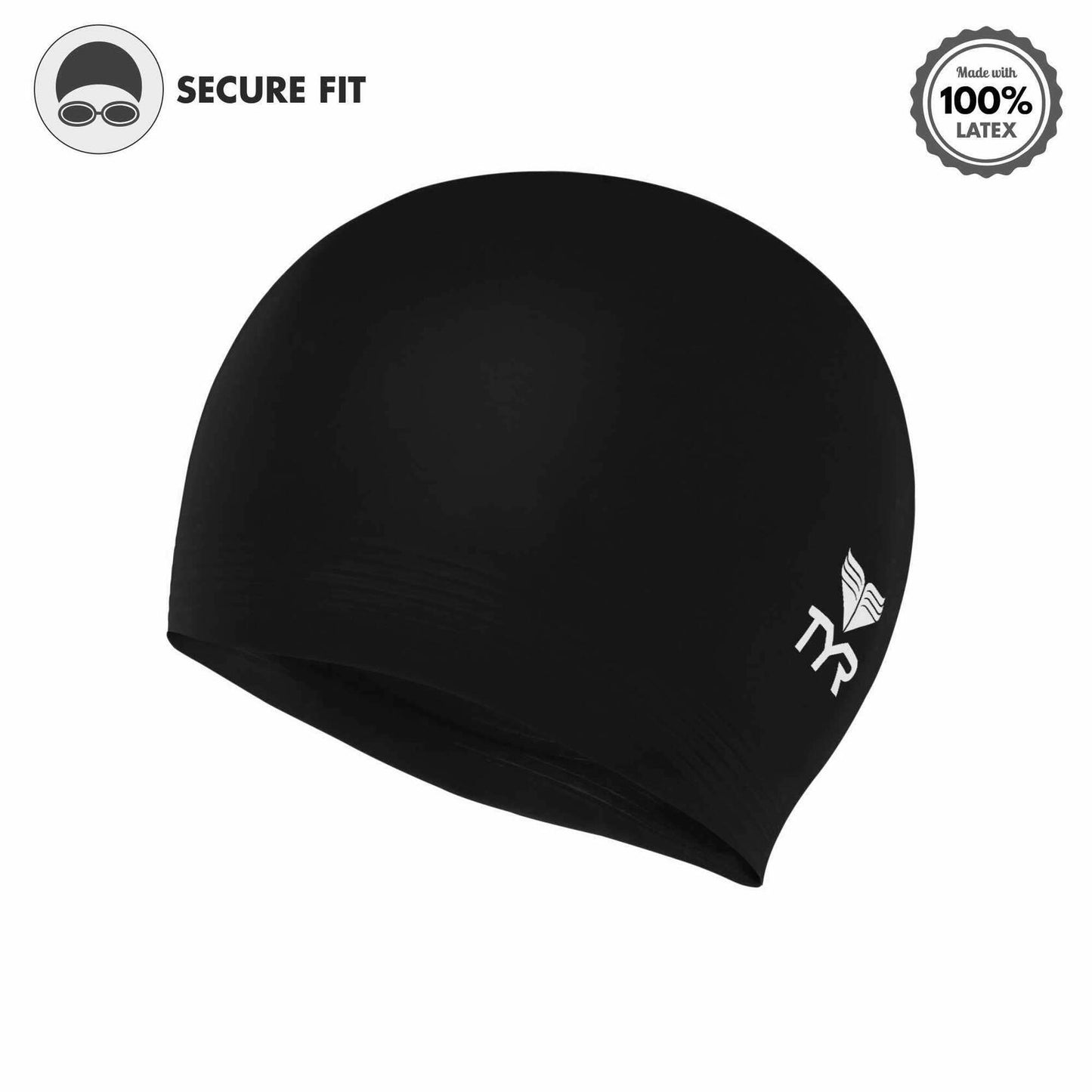 TYR Latex Swim Cap, One Size, Lightweight, Unisex, Hair Protection