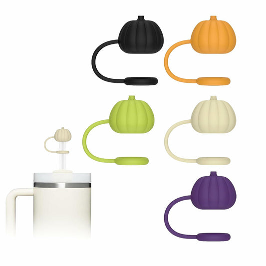Stanley 5-Pack 10mm Pumpkin Silicone Straw Covers Dust-Proof Caps Toppers