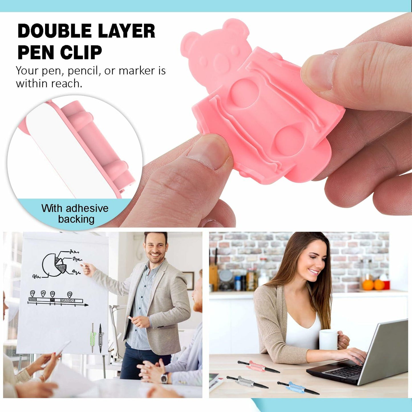 CASSONRM 12 Pack Silicone Pen Holder Flexible Desk Organizer Adhesive
