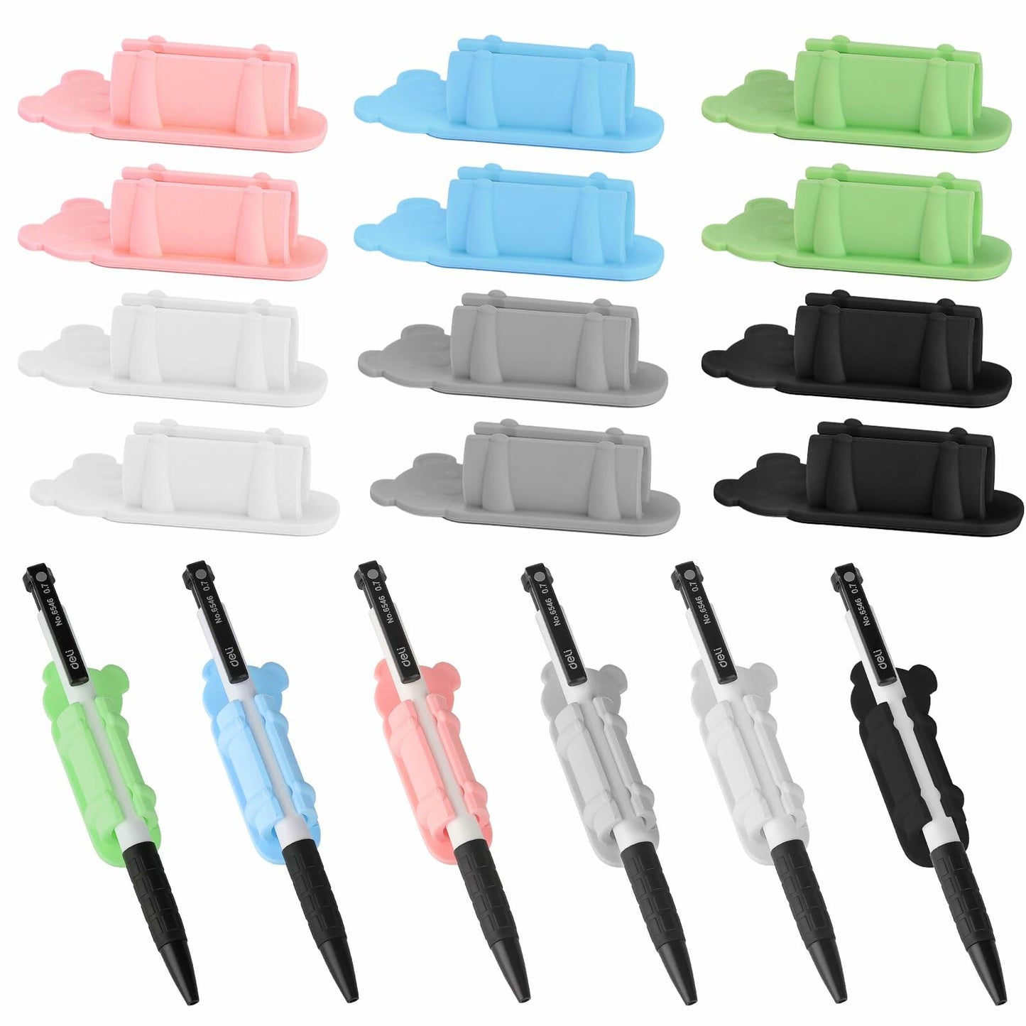 CASSONRM 12 Pack Silicone Pen Holder Flexible Desk Organizer Adhesive