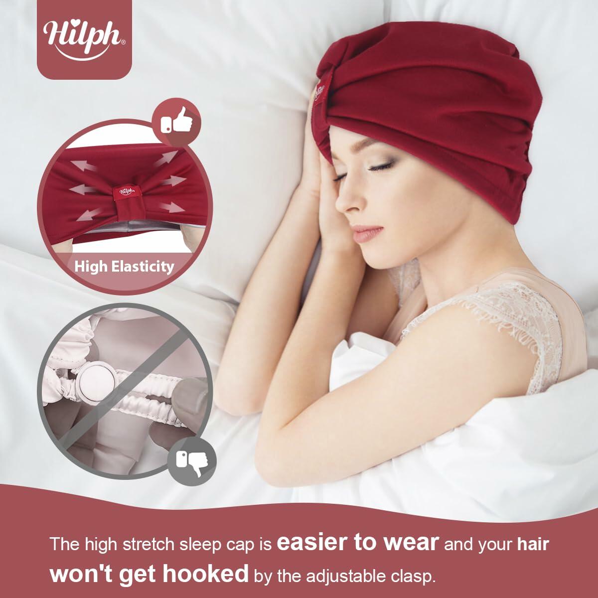 Hilph Satin Hair Bonnet Double Layer Sleep Cap Red - Anti Frizz Wrap