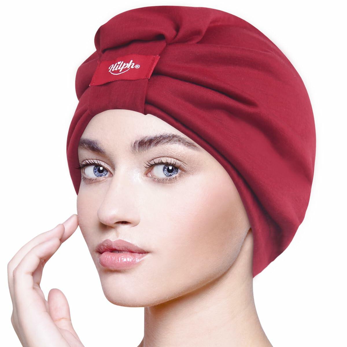Hilph Satin Hair Bonnet Double Layer Sleep Cap Red - Anti Frizz Wrap