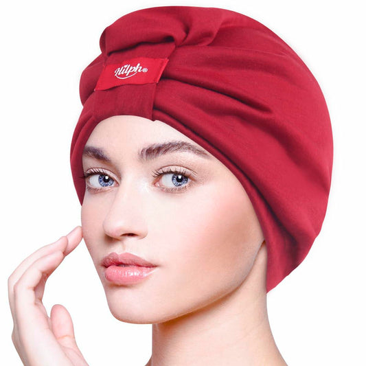Hilph Satin Hair Bonnet Double Layer Sleep Cap Red - Anti Frizz Wrap