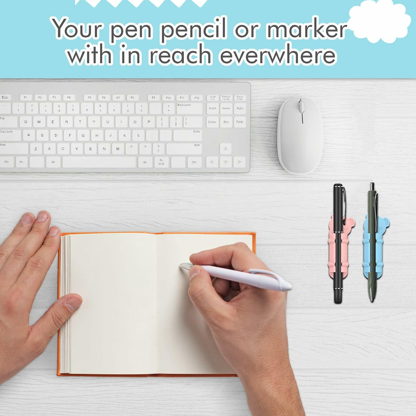 CASSONRM 12 Pack Silicone Pen Holder Flexible Desk Organizer Adhesive