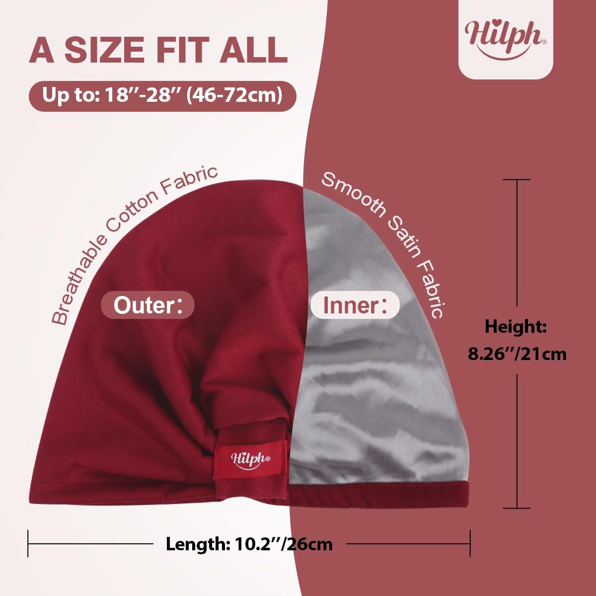 Hilph Satin Hair Bonnet Double Layer Sleep Cap Red - Anti Frizz Wrap