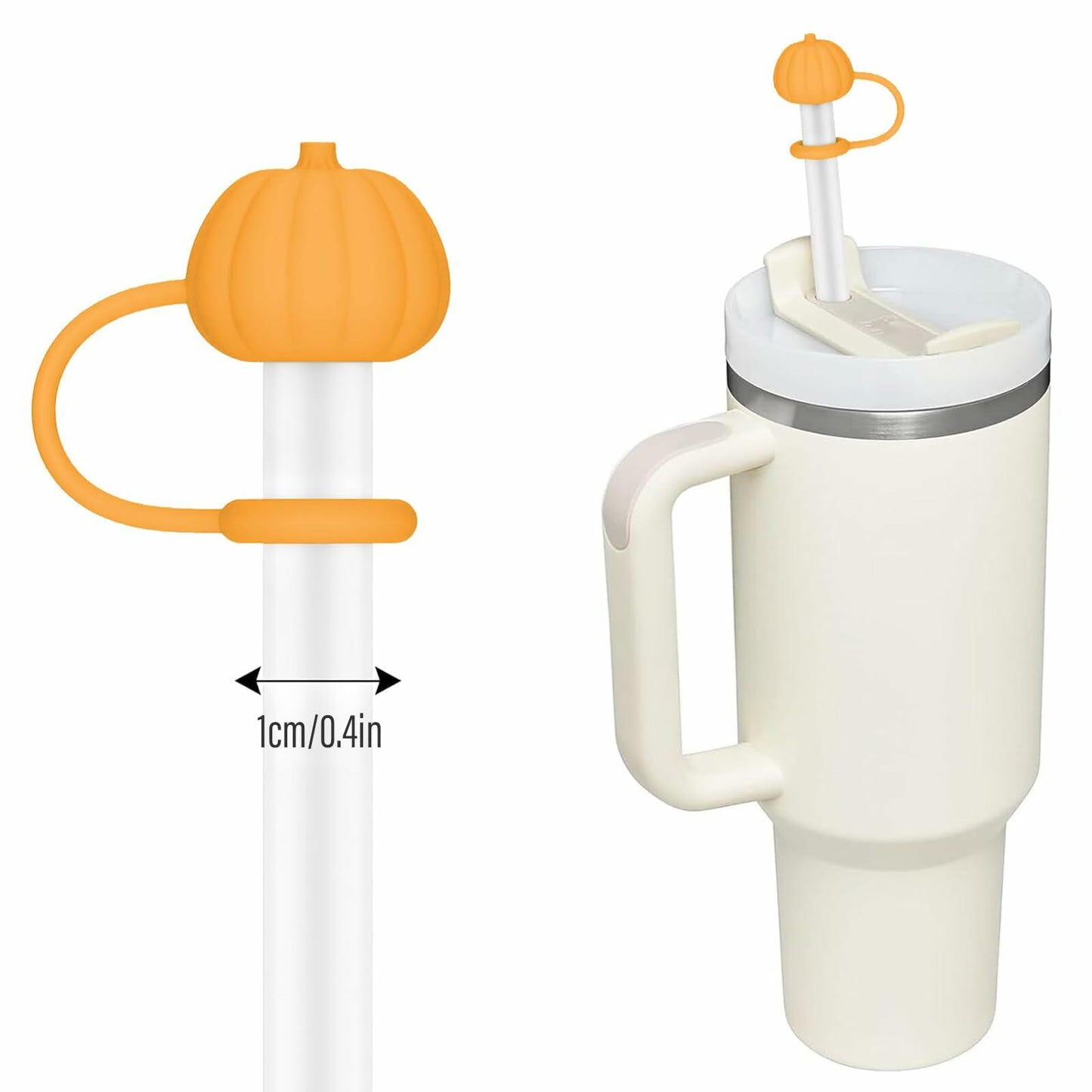 Stanley 5-Pack 10mm Pumpkin Silicone Straw Covers Dust-Proof Caps Toppers