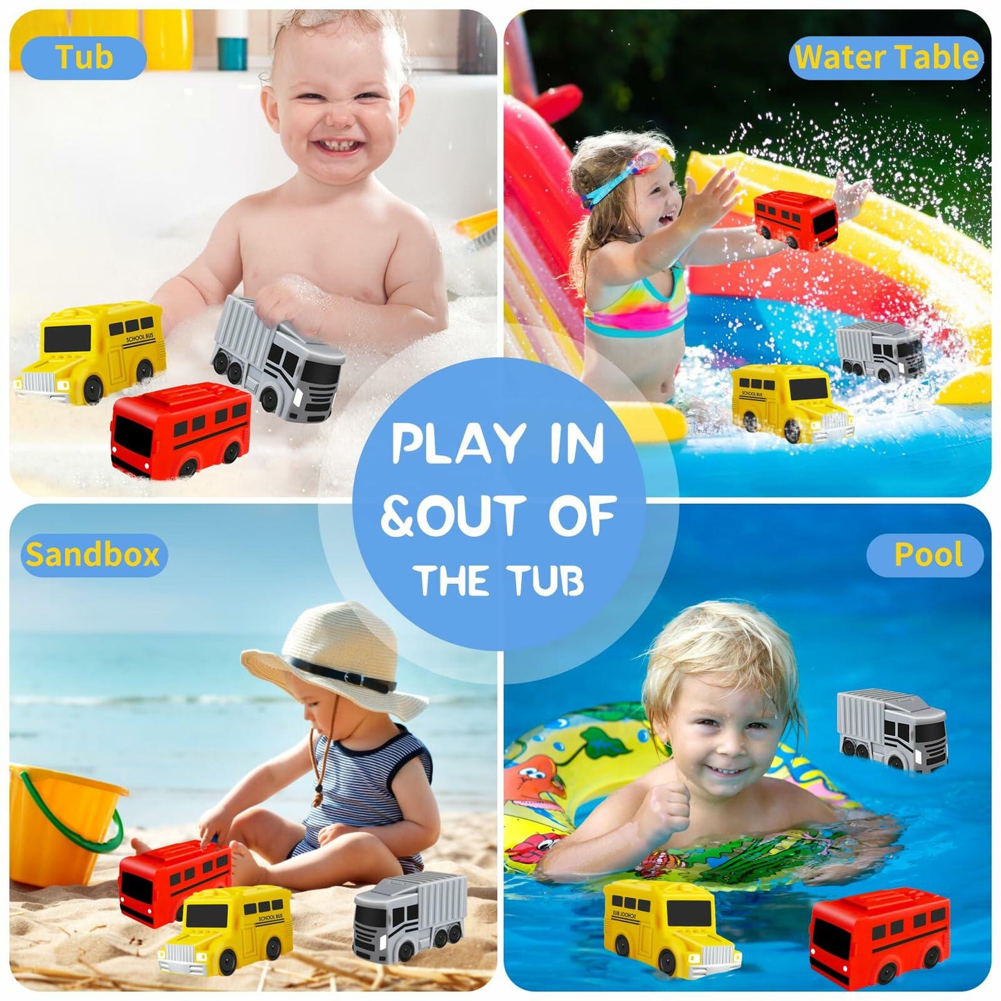 Car Bath Toys Mold Free No Hole for Infants 6-12 Months Toddler Toy