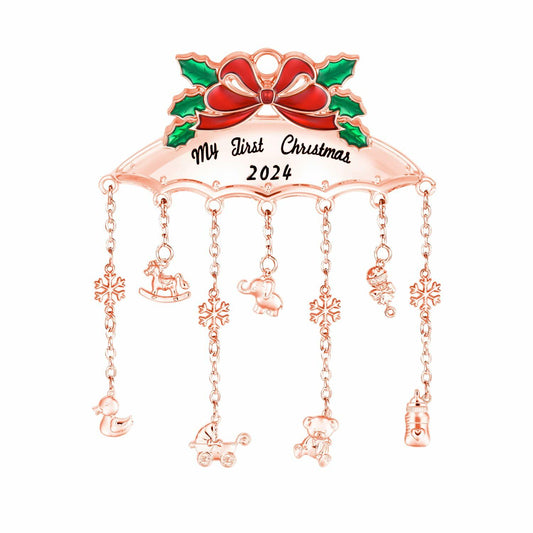 My First Christmas Ornament 2024 Baby Mobile Rose Gold Newborn Keepsake