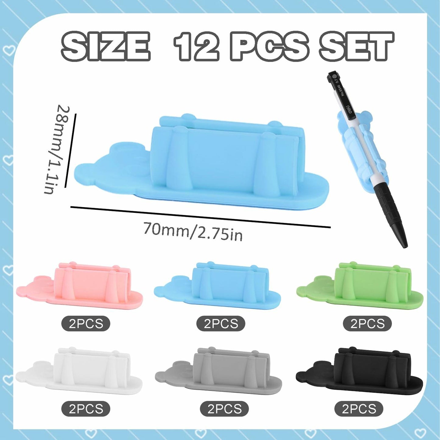 CASSONRM 12 Pack Silicone Pen Holder Flexible Desk Organizer Adhesive