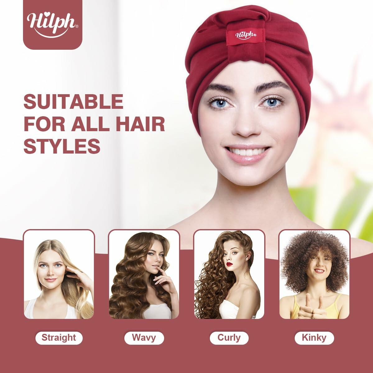 Hilph Satin Hair Bonnet Double Layer Sleep Cap Red - Anti Frizz Wrap