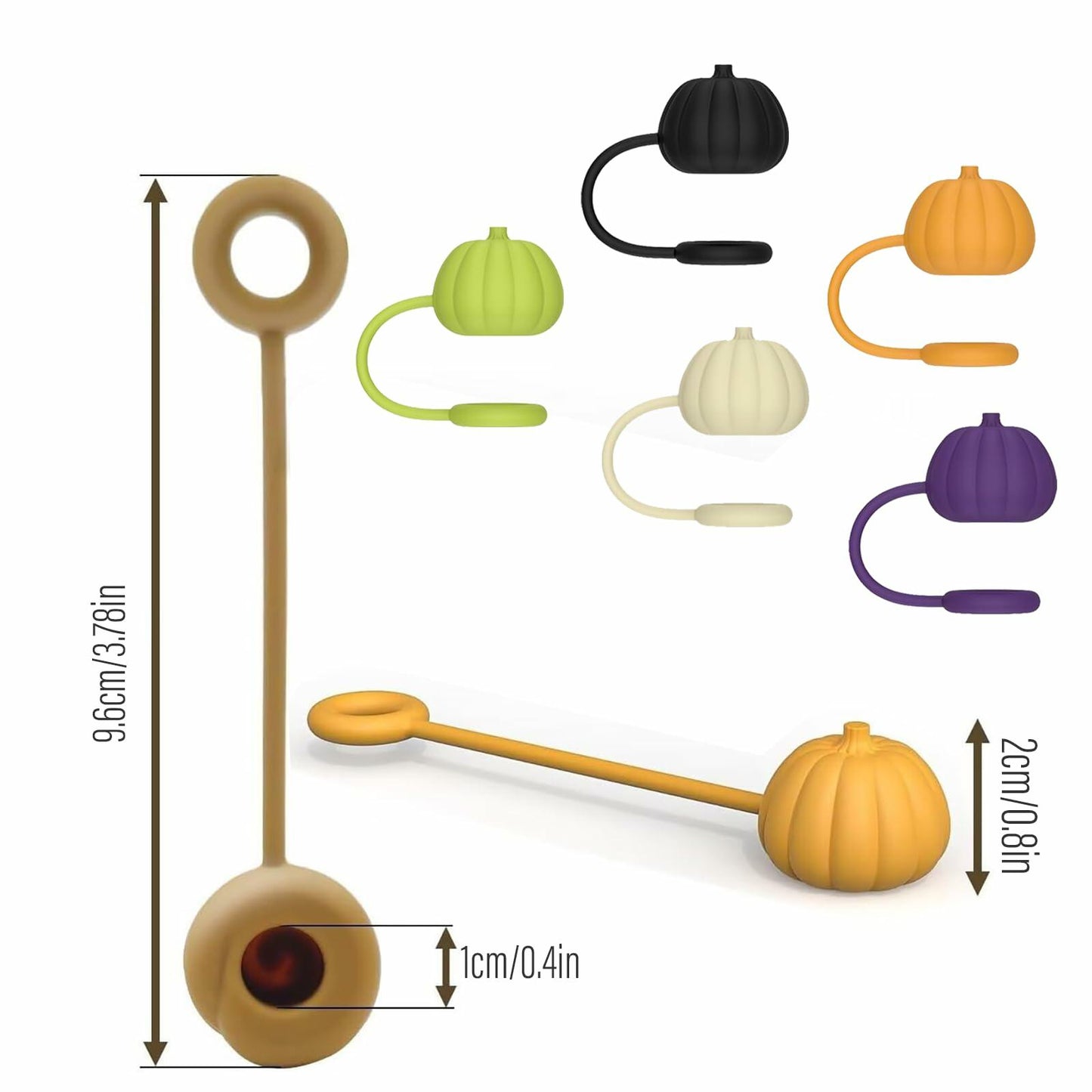 Stanley 5-Pack 10mm Pumpkin Silicone Straw Covers Dust-Proof Caps Toppers