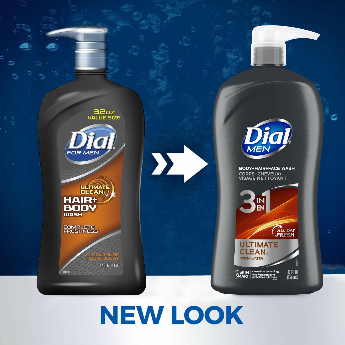 Dial Men 3in1 Body Hair Face Wash Ultimate Clean 32 Fl Oz New