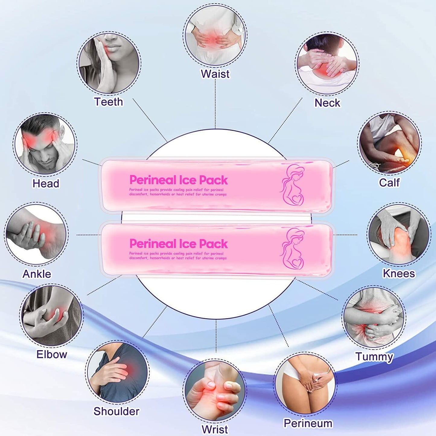 Reusable Perineal Cooling Pad Gel Pink 2 Ice Packs Postpartum Pain Relief