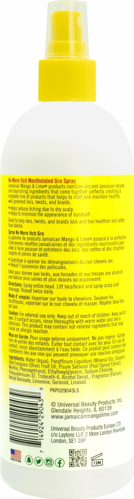 Jamaican Mango & Lime No More Itch GRO Spray Menthol 16oz Maximum Relief