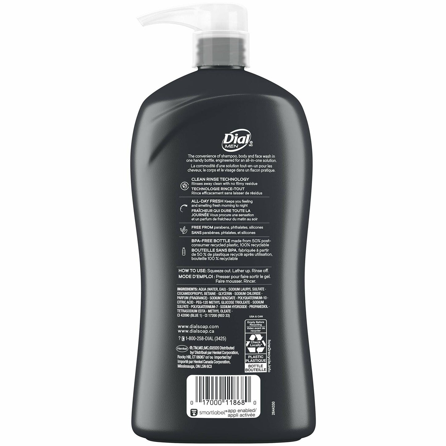 Dial Men 3in1 Body Hair Face Wash Ultimate Clean 32 Fl Oz New