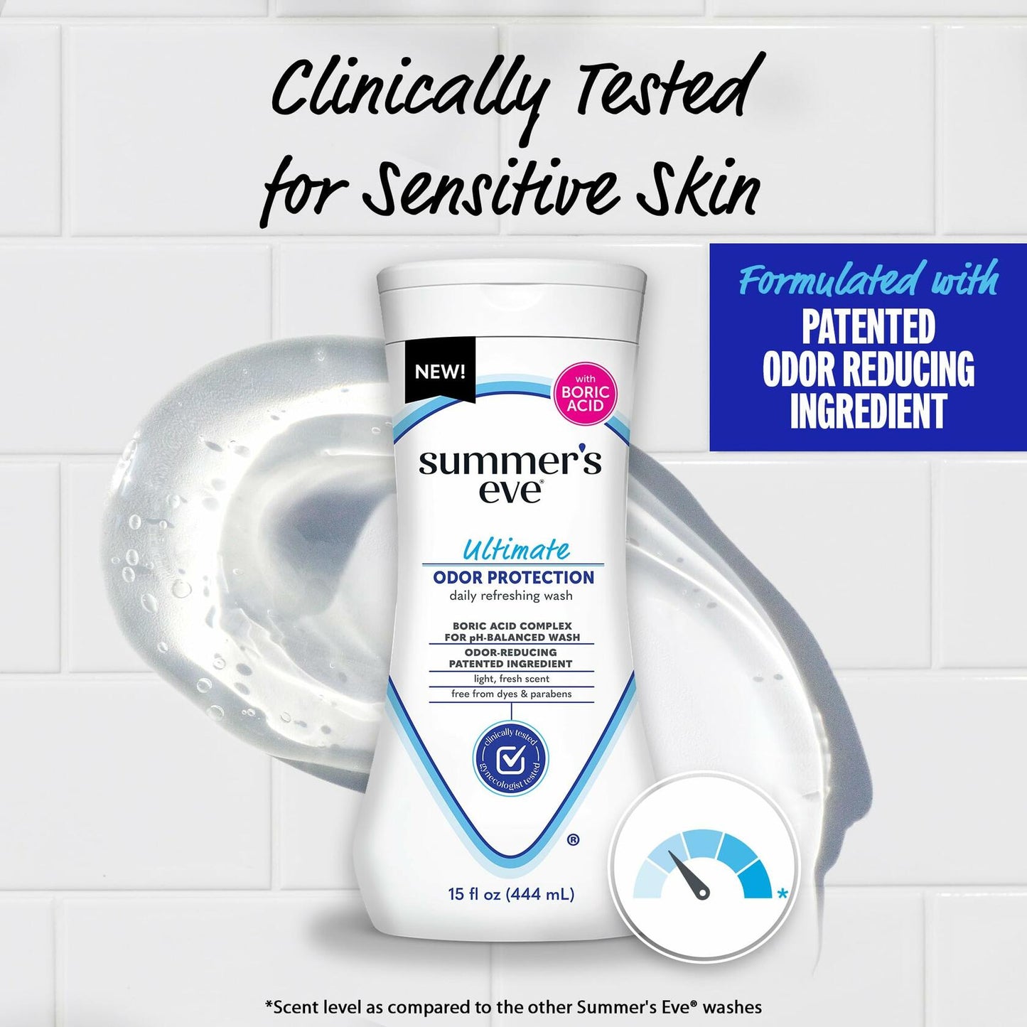 Summer's Eve Ultimate Odor Control Feminine Body Wash with Boric Acid, 15 Fl Oz