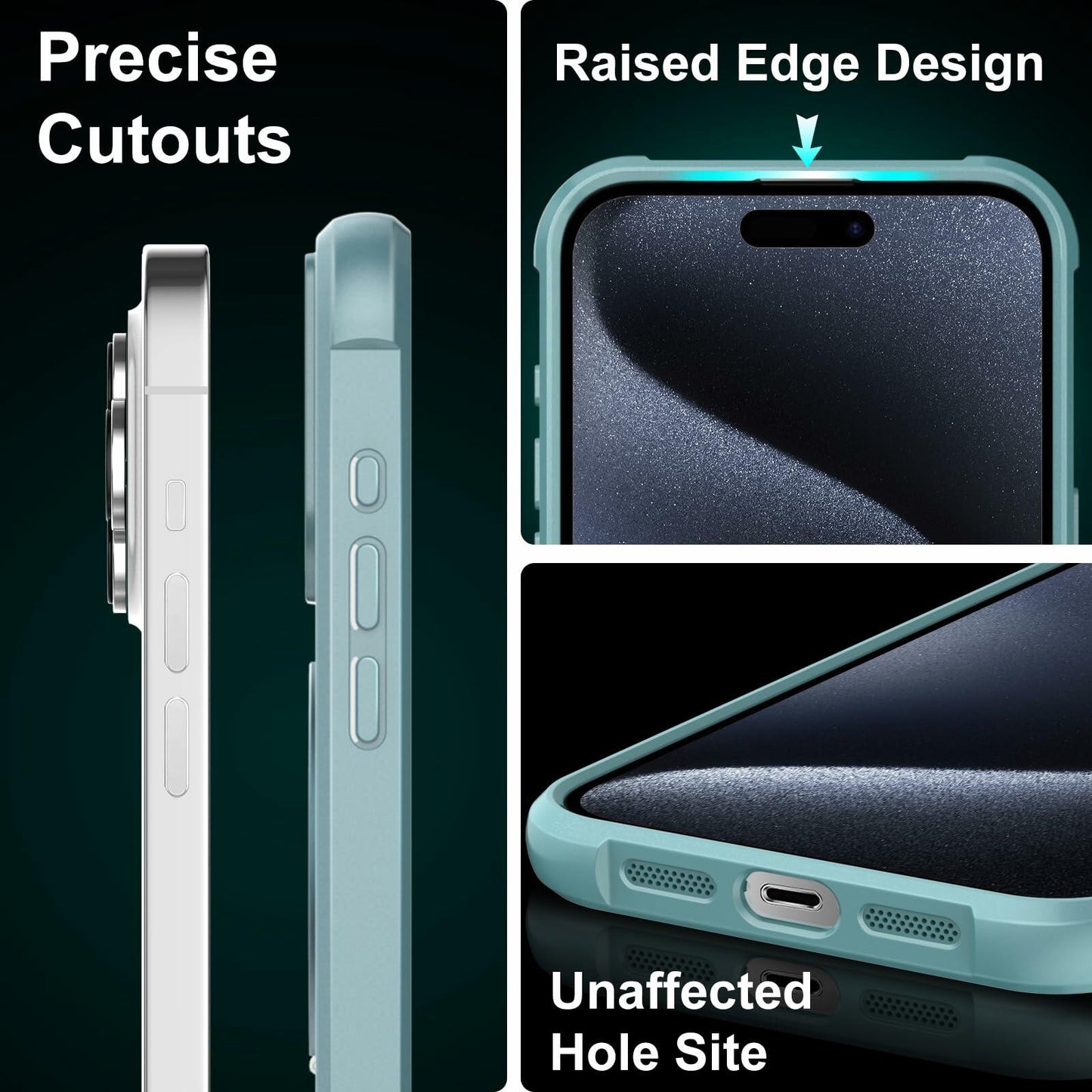 CHAOFEnG iPhone 15 Pro Case 360° Rotatable Stand Magnetic Teal Green