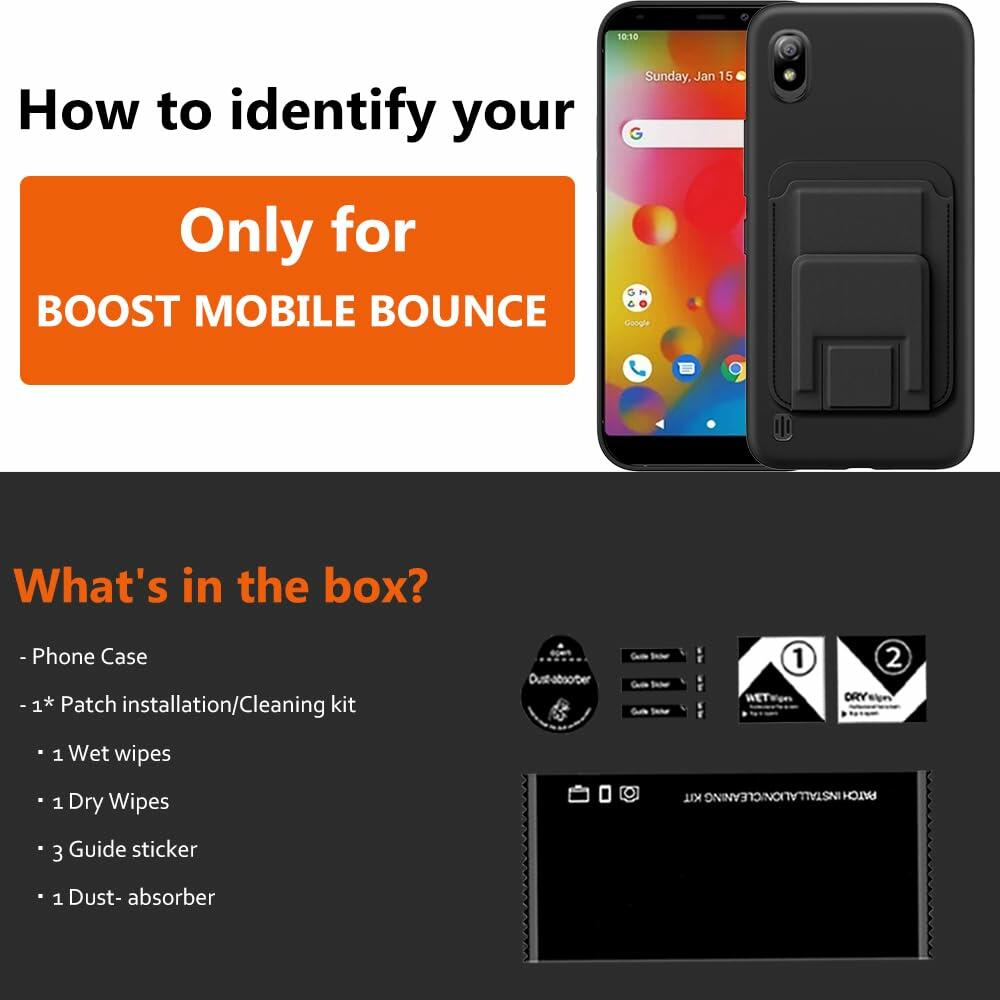 Boost Mobile Bounce 4G SL201D Case with Tempered Glass Kickstand Wallet Black