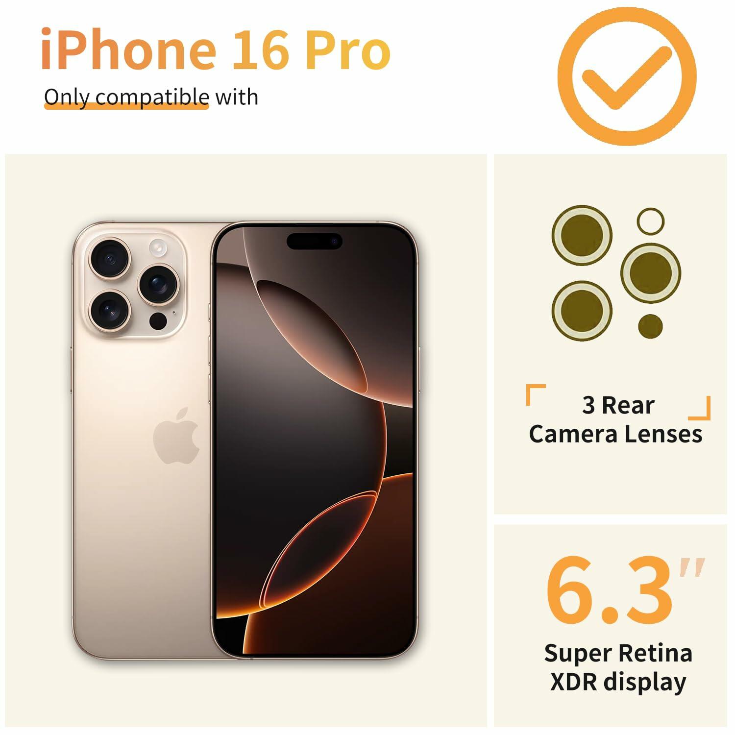 ilnehc iPhone 16 Pro Case 3-in-1 Clear Floral Soft Shockproof 6.3 Colorful