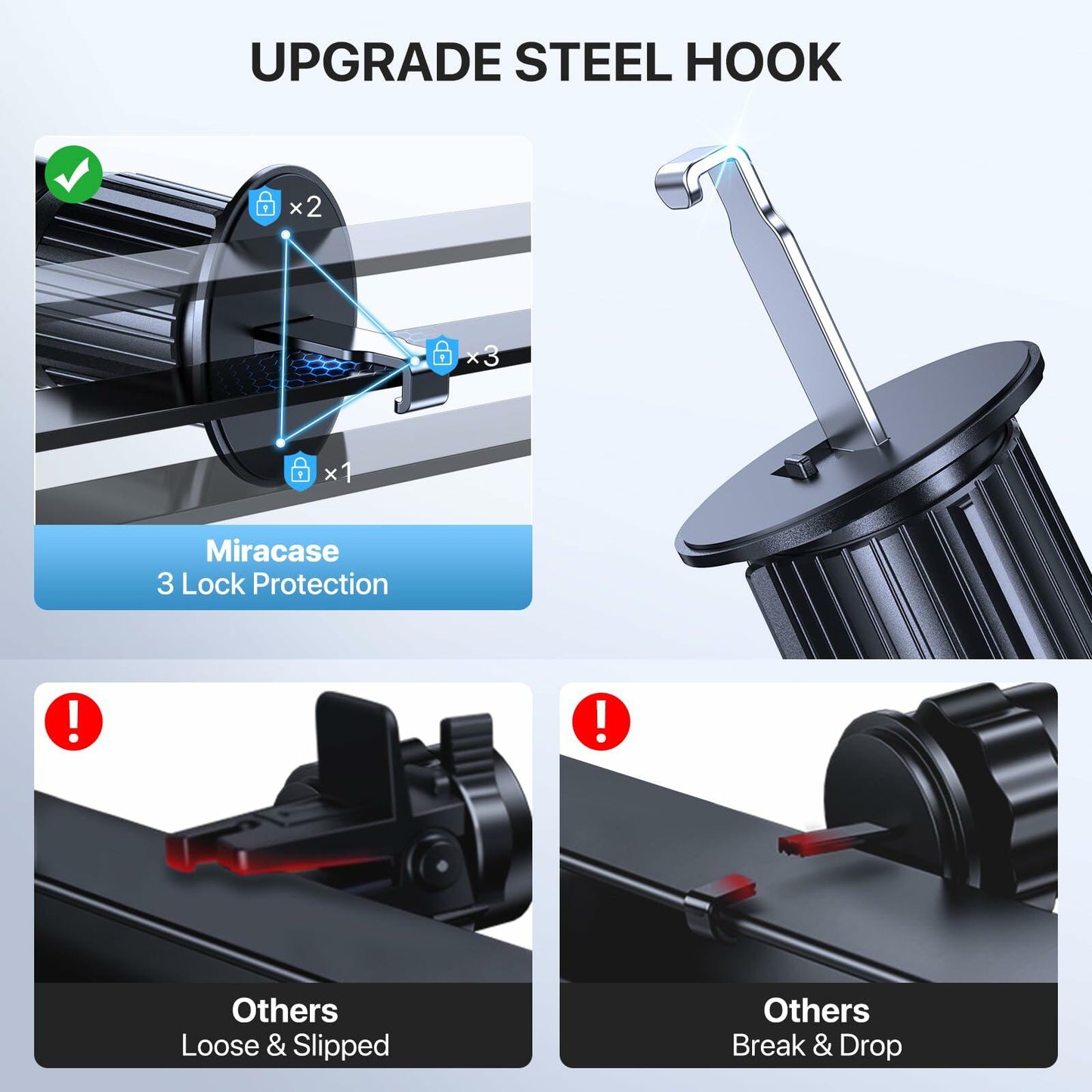 LOTUNY Car Phone Holder Mount, Upgraded Vent Clip, Universal for 4-7 inch Phones