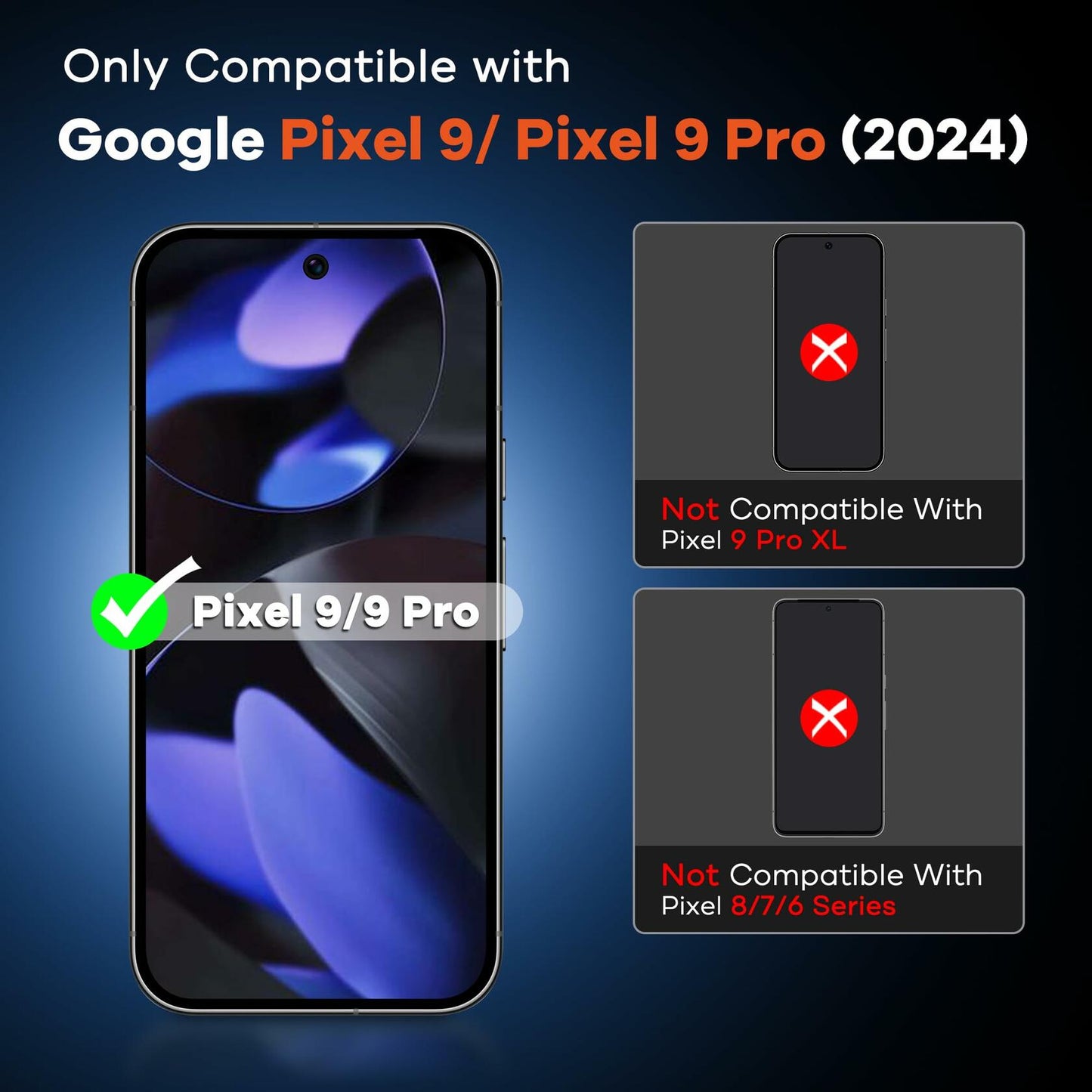 FANGTIAN 3 Pack Pixel 9/9 Pro Tempered Glass Screen Protector 9H Case Friendly