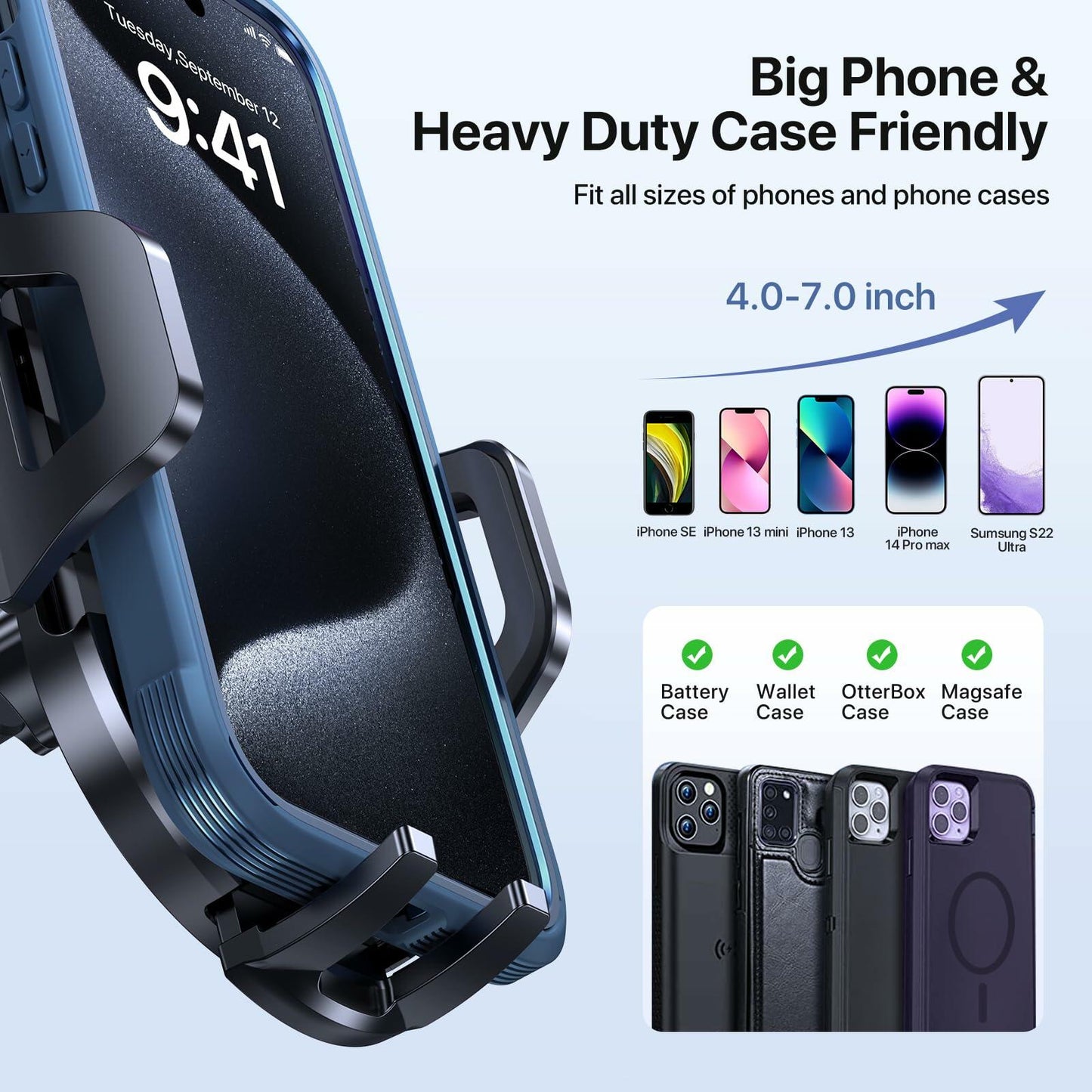 LOTUNY Car Phone Holder Mount, Upgraded Vent Clip, Universal for 4-7 inch Phones