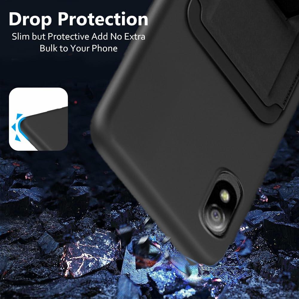 Boost Mobile Bounce 4G SL201D Case with Tempered Glass Kickstand Wallet Black