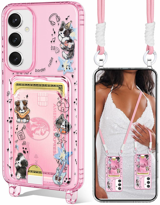 Shorogyt Samsung S24 Crossbody Case with Wristlet Strap, Dog, New