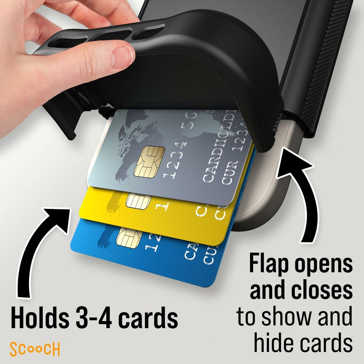 Scooch iPhone 16 Pro Case Wingmate Wallet Black RFID Protection 10-Foot Drop