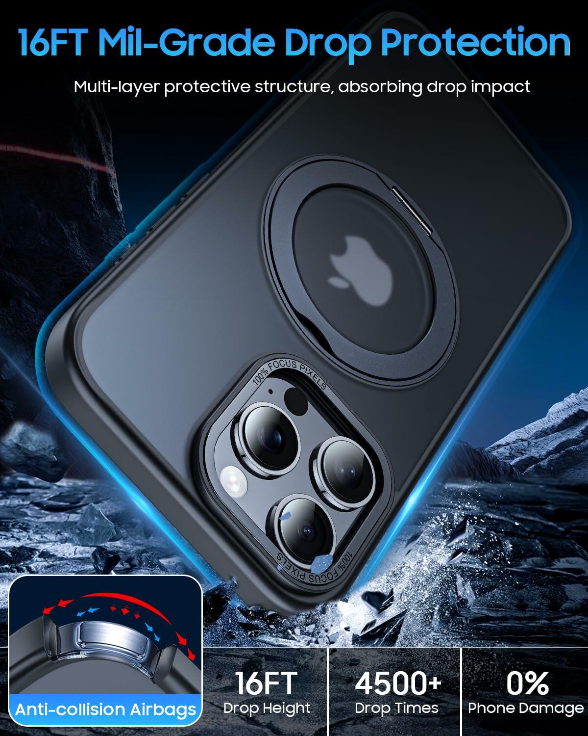 KissCall Magnetic Ring Stand Case for iPhone 16 Pro Max Translucent Matte