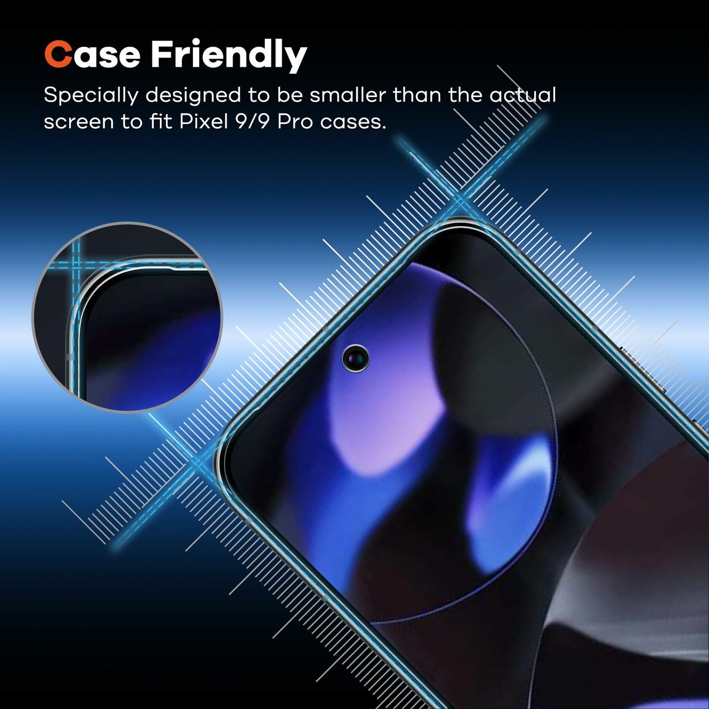 FANGTIAN 3 Pack Pixel 9/9 Pro Tempered Glass Screen Protector 9H Case Friendly