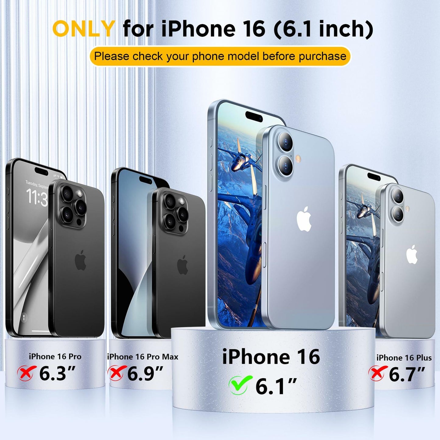 Top Gun iPhone 16 Case 6.1" Clear Magnetic Military-Grade Shockproof