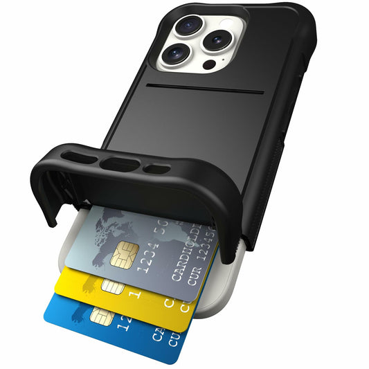 Scooch iPhone 16 Pro Case Wingmate Wallet Black RFID Protection 10-Foot Drop