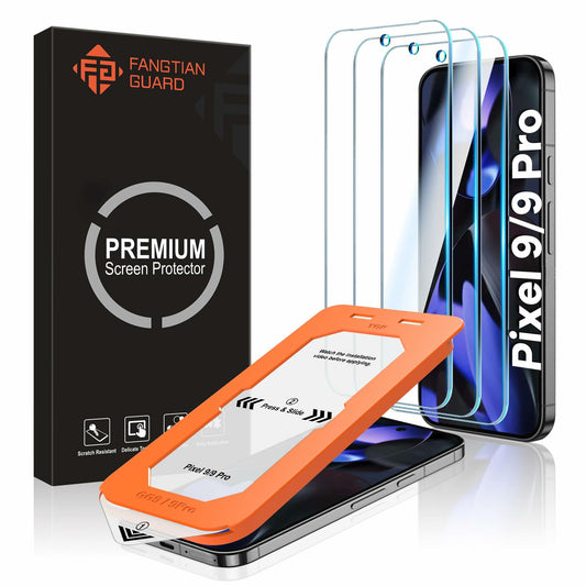 FANGTIAN 3 Pack Pixel 9/9 Pro Tempered Glass Screen Protector 9H Case Friendly