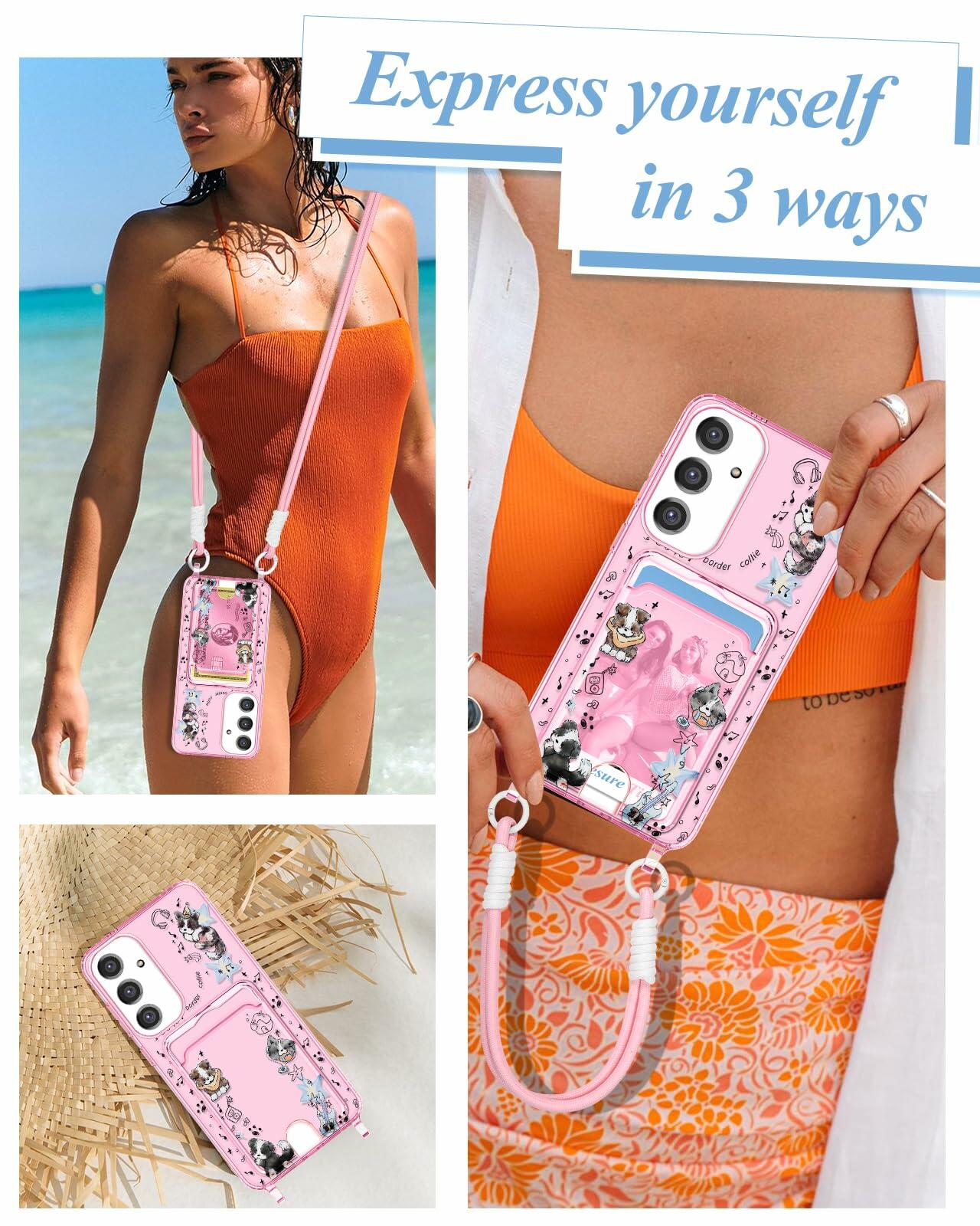 Shorogyt Samsung S24 Crossbody Case with Wristlet Strap, Dog, New